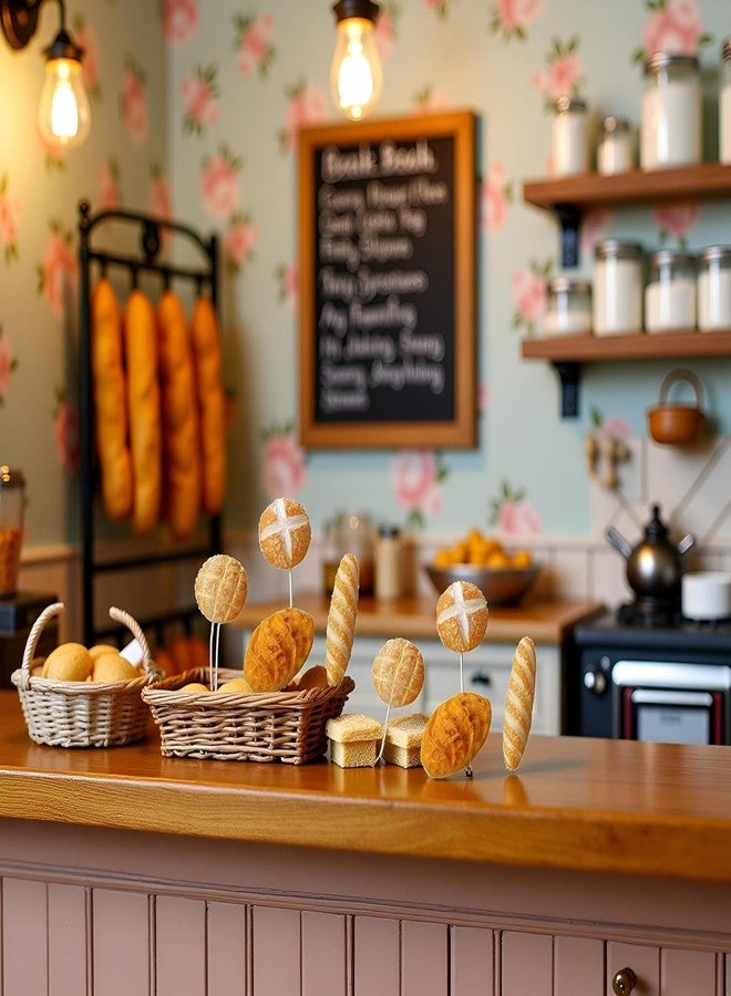 Mozff 8 Pcs 1/12 Miniature Bread Set, Miniature Bread Dollhouse Decoration Accessories Resin Mix Bakery Bread Mini House Food Decoration Accessories Dollhouse Décor - Image 4